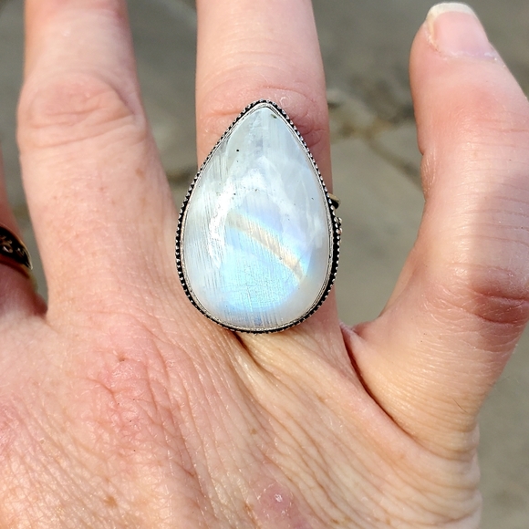 New Amazing Rainbow Moonstone 925 Silver Ring. - Picture 5 of 10